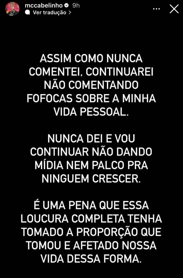 Bella Campos confirma fim de namoro MC Cabelinho após suposta traição