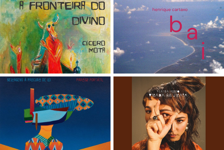 Capa dos álbuns “A Fronteira do Divino”, “Bai”, “Paraíso Portátil” e “Virada da Jiraya”