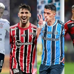 Montagem: Reprodução | Instagram Corinthians, Jonathan Calleri, Luis Suárez e Giorgian de Arrascaeta